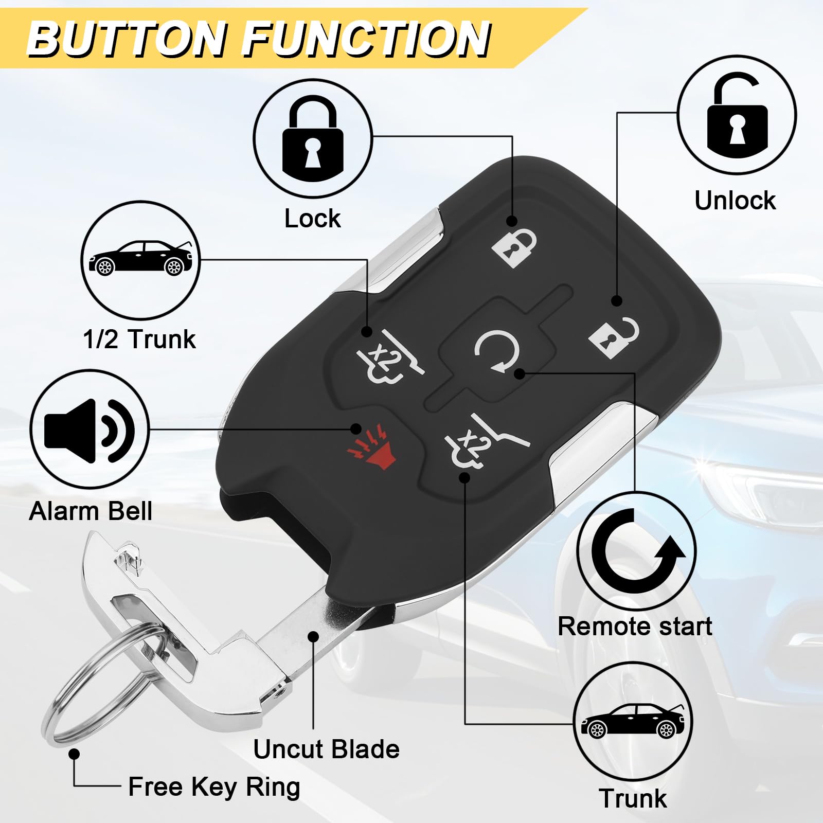 Vurkcy key fob Suburban back view in durable shell
