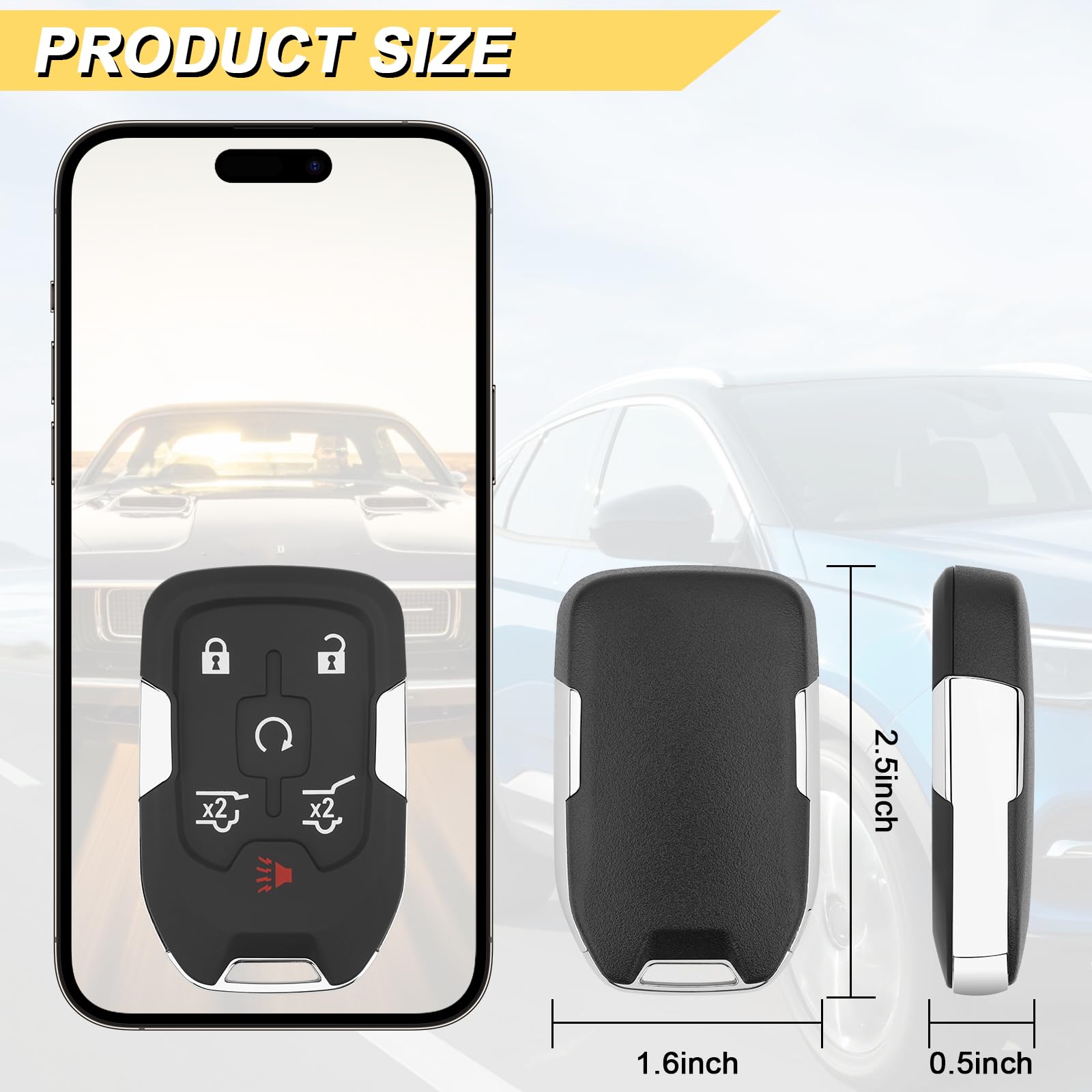 Vurkcy key fob Yukon XL front view for reliable replacement