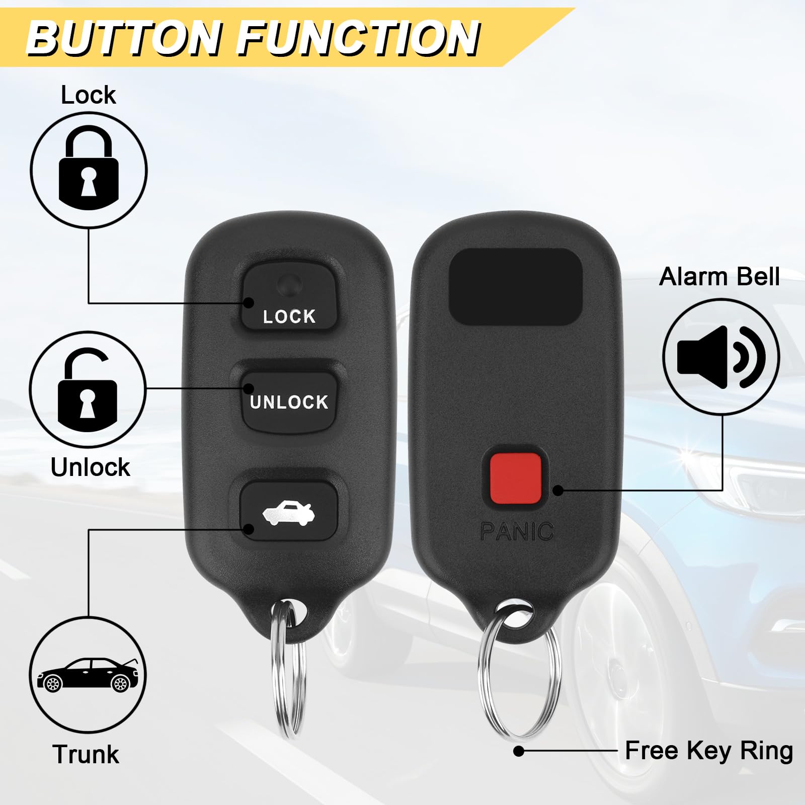 Vurkcy Sienna 1999-2003 replacement fob with pre-installed electronics and battery.