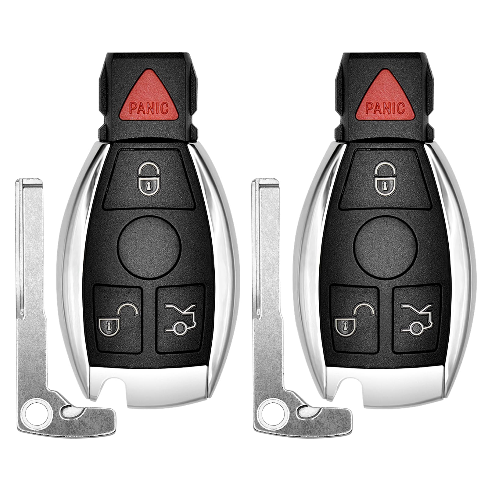 Vurkcy Mercedes remote front view with four-button layout for easy access.