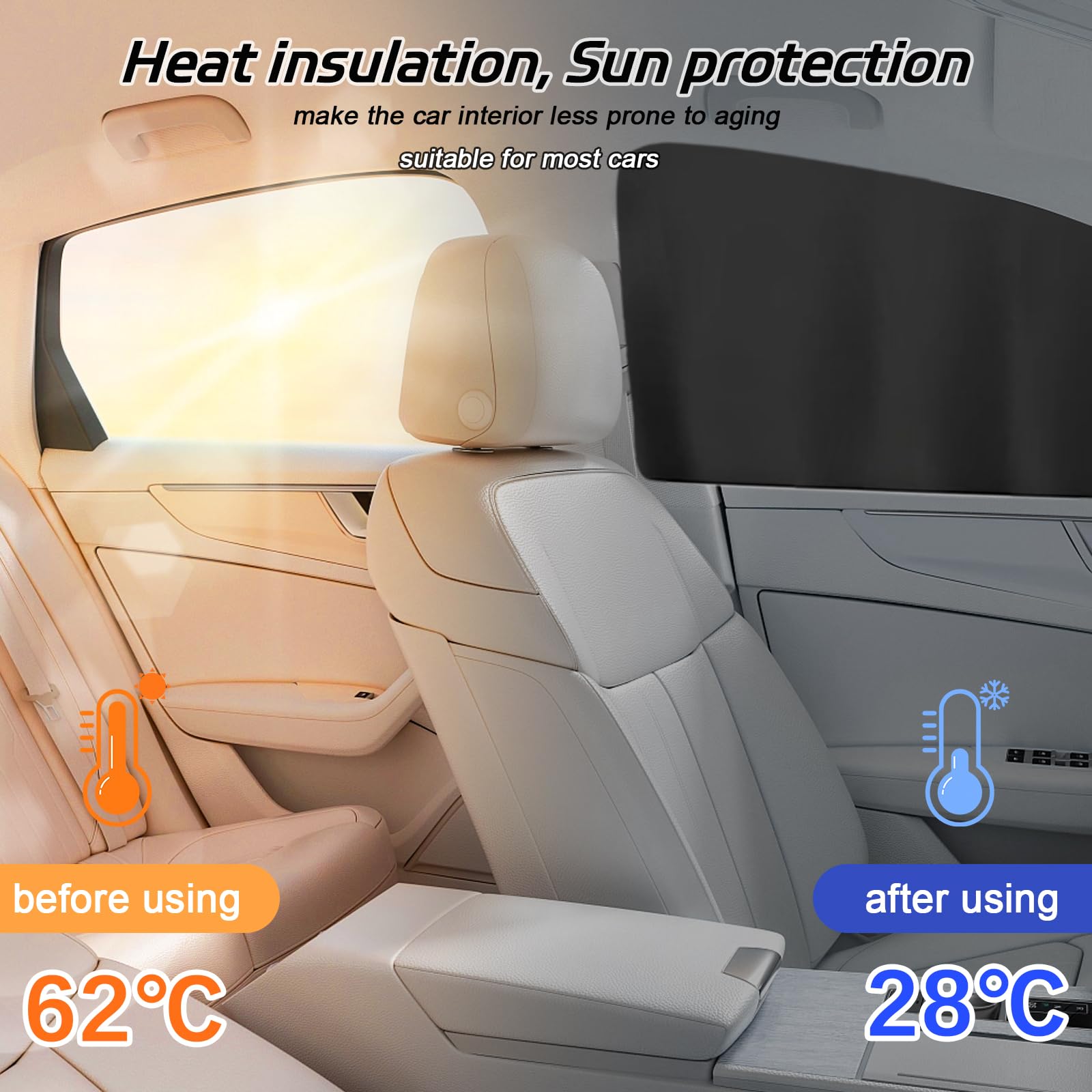VVAG rear window curtain left provides privacy on trips