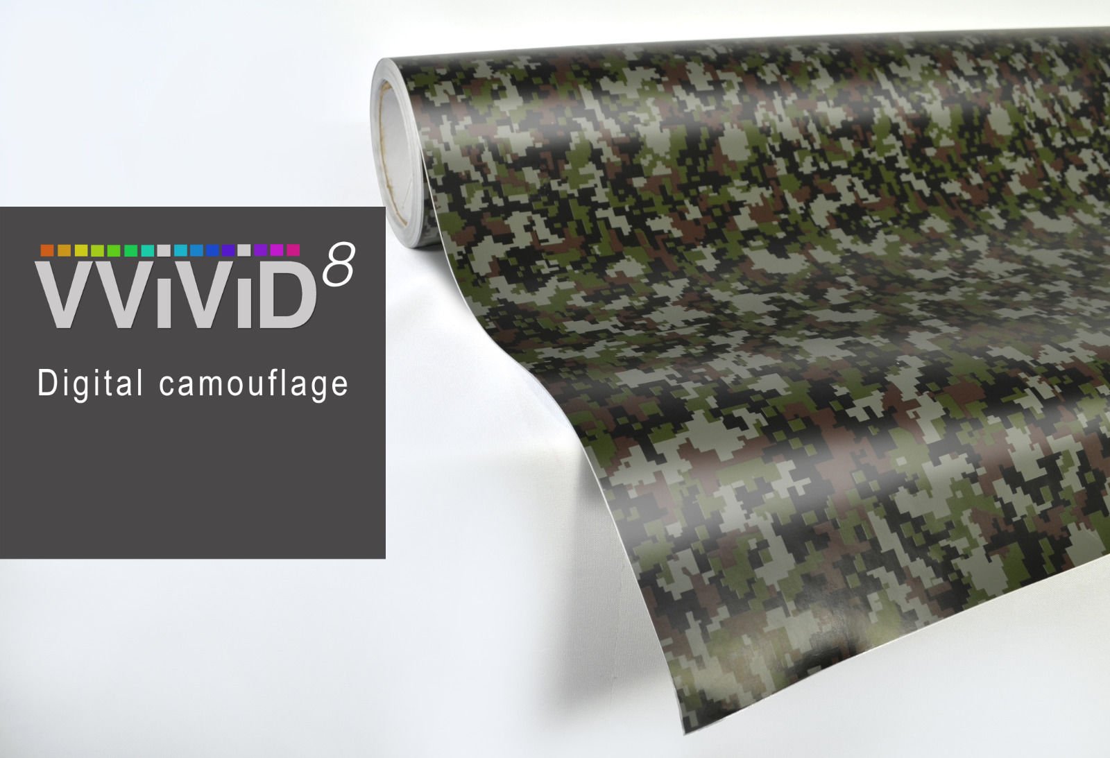 VViViD camouflage vinyl demonstrates its stretch for easy curved-surface installation.