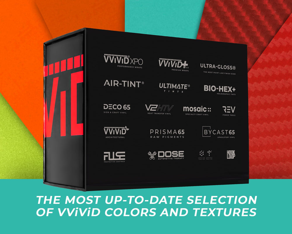 VViViD color deck arranged samples highlight varying finishes under light
