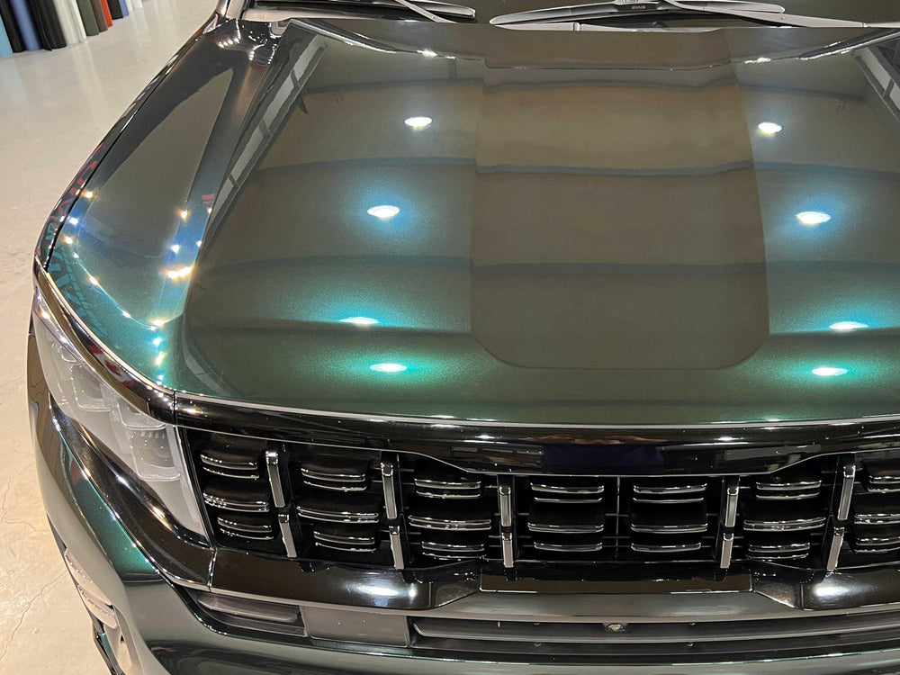 VViViD ColorFusion gloss Shadow Green fender wrap for seamless color look