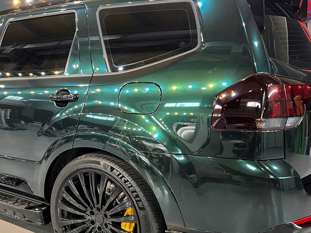 VViViD ColorFusion gloss Shadow Green side-profile wrap adds depth from different angles