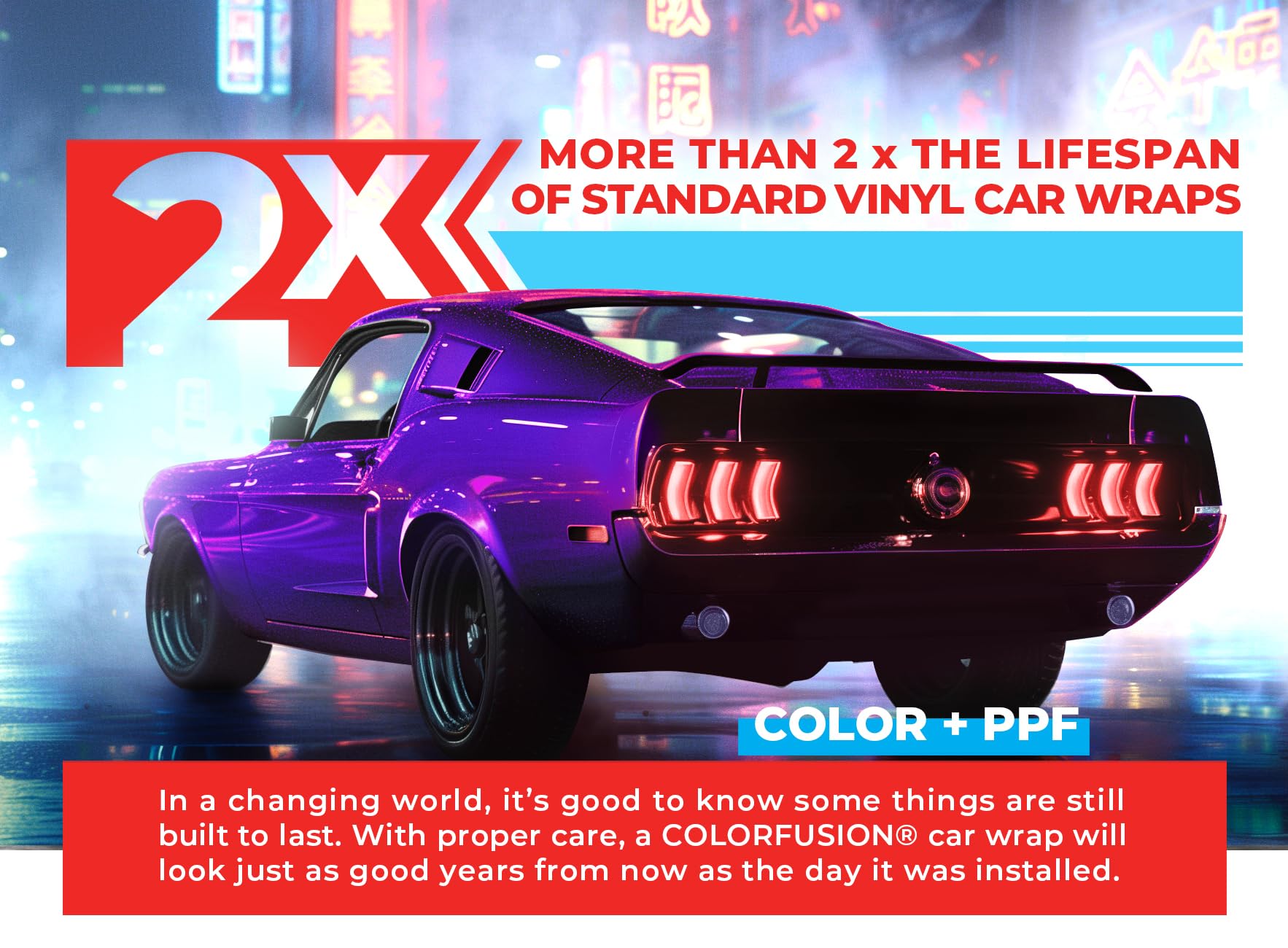 ColorFusion by VViViD hood wrap shows bold finish on a curved surface.