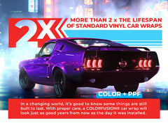 ColorFusion by VViViD hood wrap shows bold finish on a curved surface.