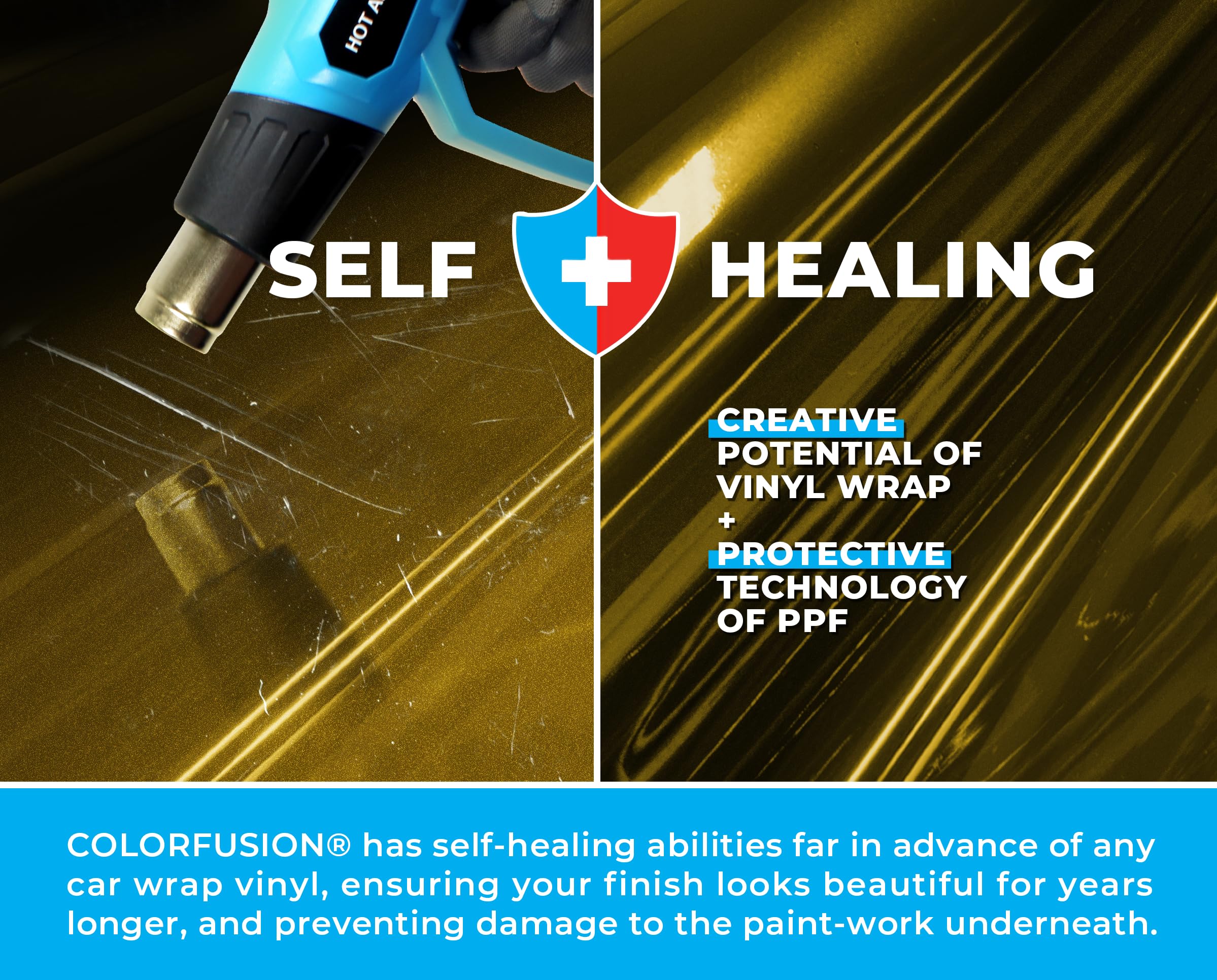 Paint-safe adhesive on ColorFusion keeps top coats intact and removable without residue.