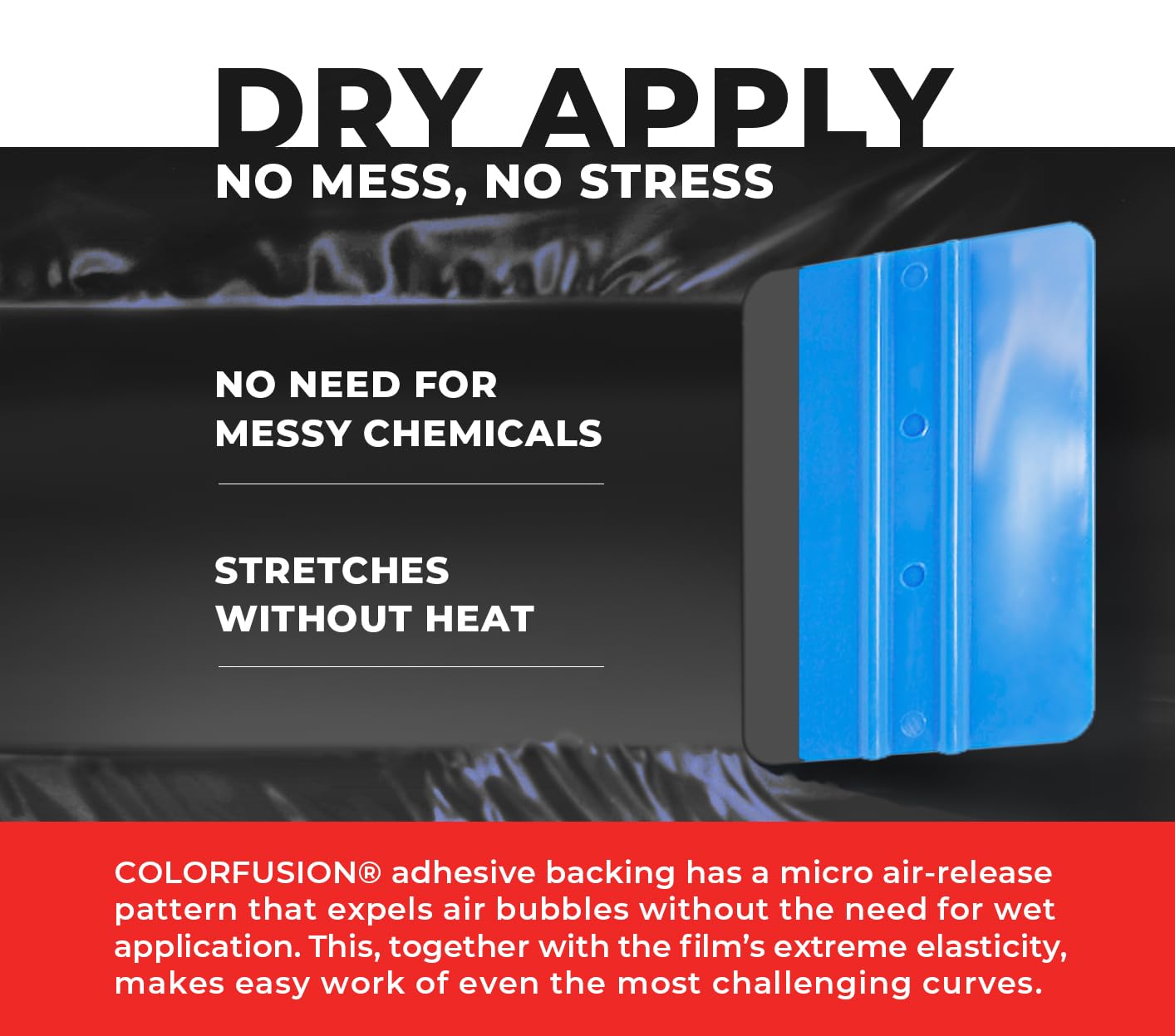 VViViD ColorFusion PPF wet application detail reduces bubbles and uses less solution