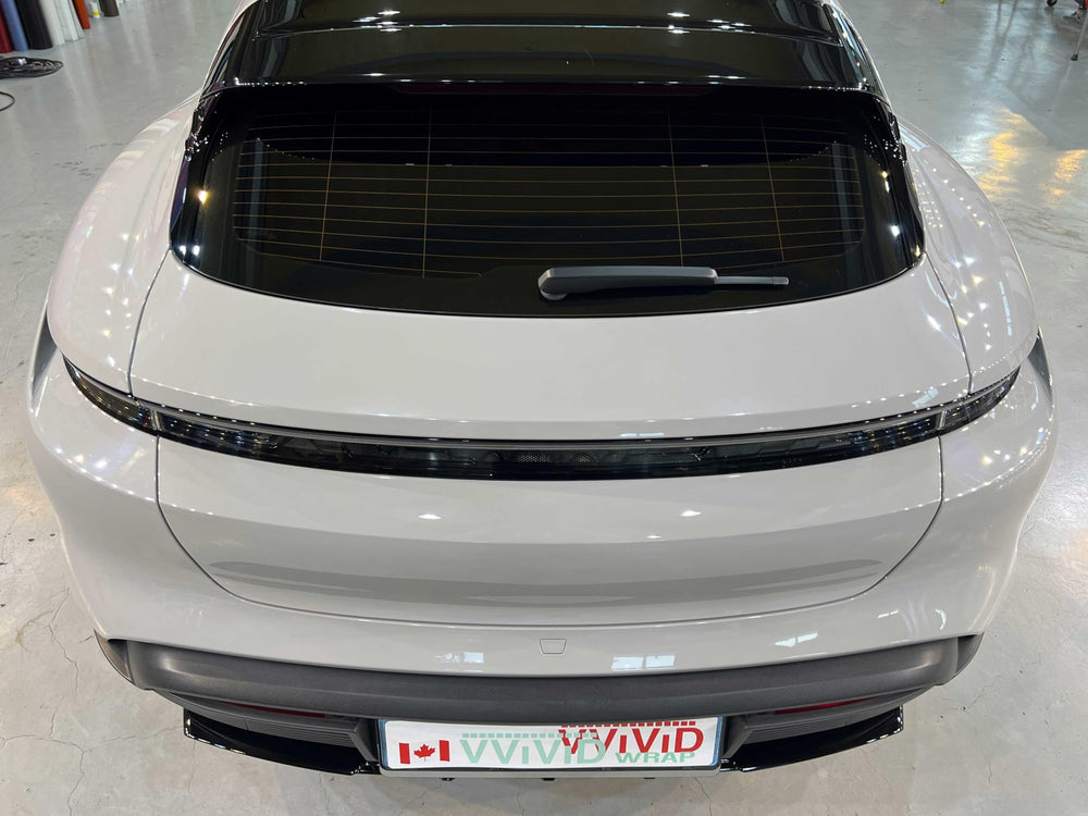 Rear door panel gloss chalk grey ColorFusion finish with bubble-free potential.