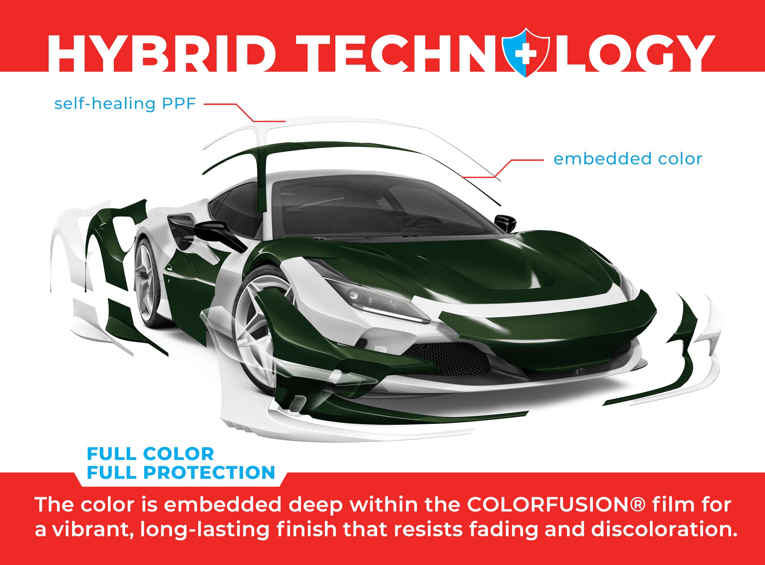 Vibrant ColorFusion colors embedded deeply for long-lasting automotive styling.