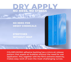 VViViD ColorFusion wet-dry application method reduces bubbles on large panels.