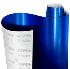 VViViD gloss liquid metal brilliant blue vinyl wrap bulk roll showing vibrant finish for vehicles