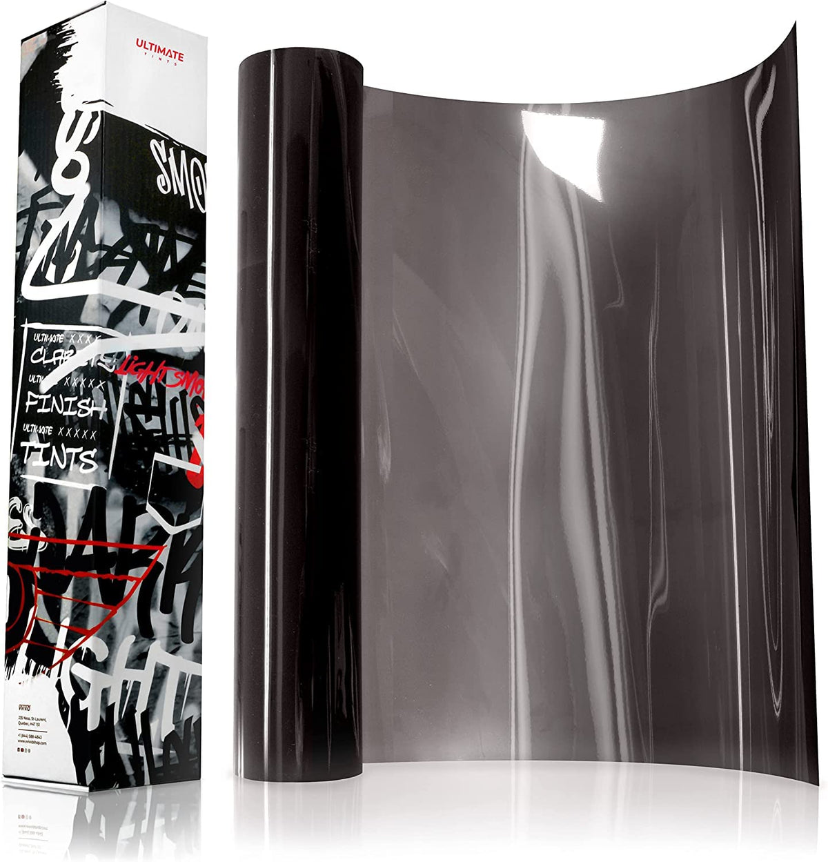 VViViD headlight tint light smoke with a glossy finish.