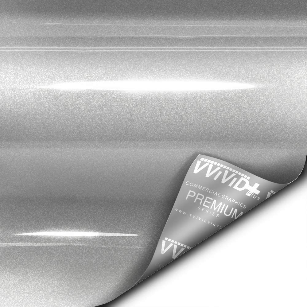 VViViD silver metallic finish on a car panel for a realistic look.