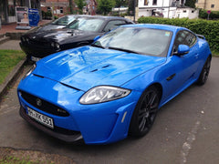 VViViD Smurf Blue gloss wrap outdoors shows durable finish against elements.