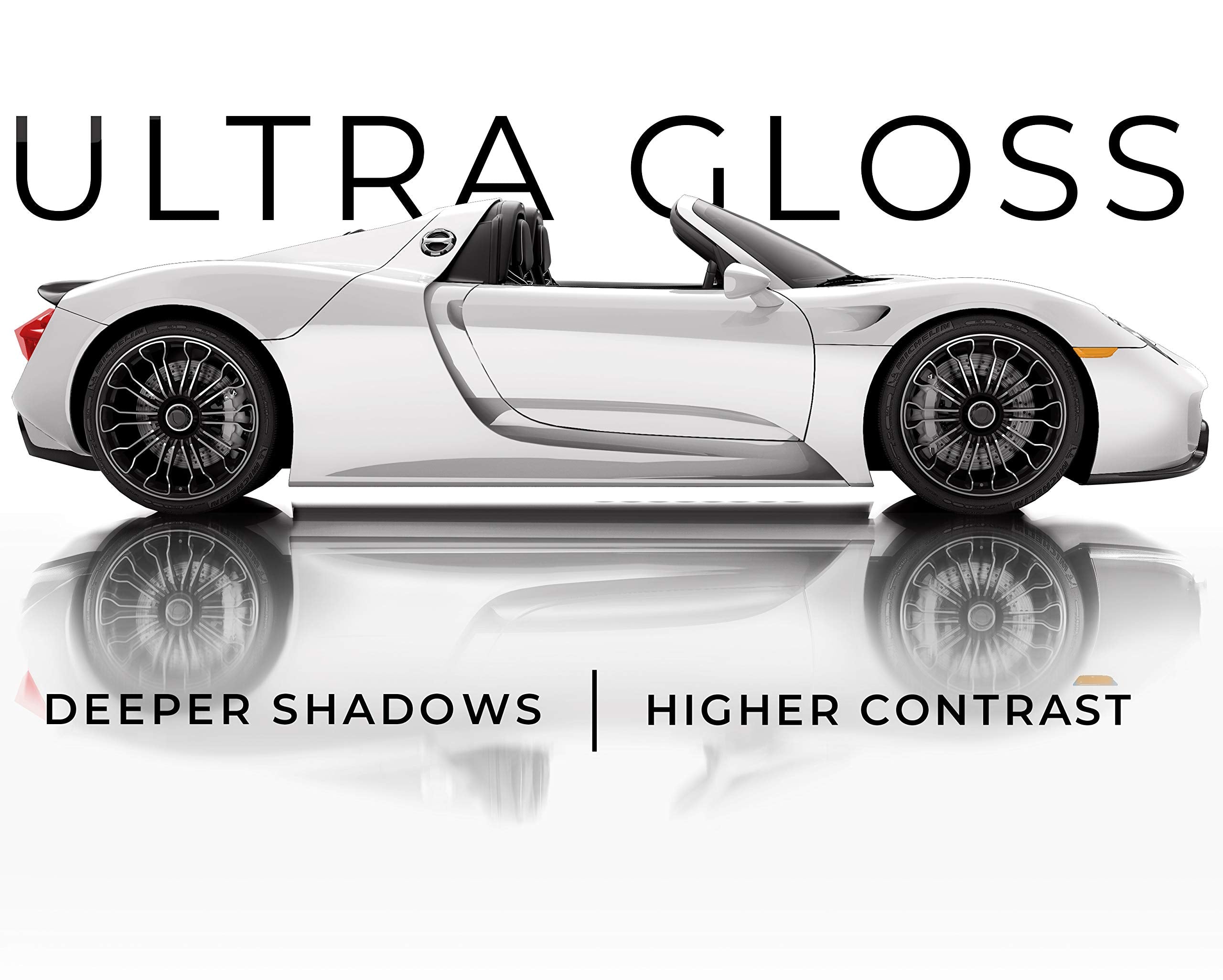 VViViD Ultra Gloss white car wrap applied to a car hood illustrating factory-like gloss