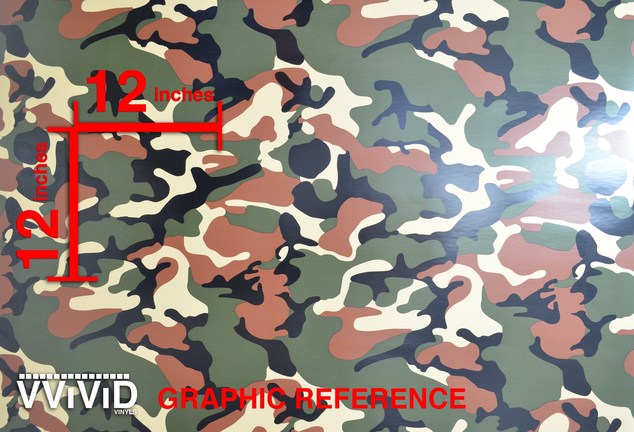 VViViD Woodland Camo wrap with air-release technology ensuring bubble-free, seamless application.