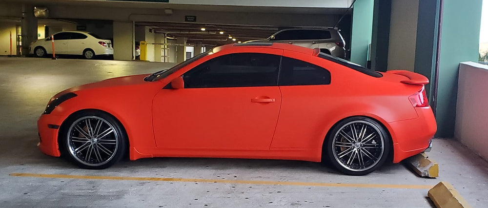 VViViD+ matte Arancio Argos bubble-free application close-up for easy, fast installs