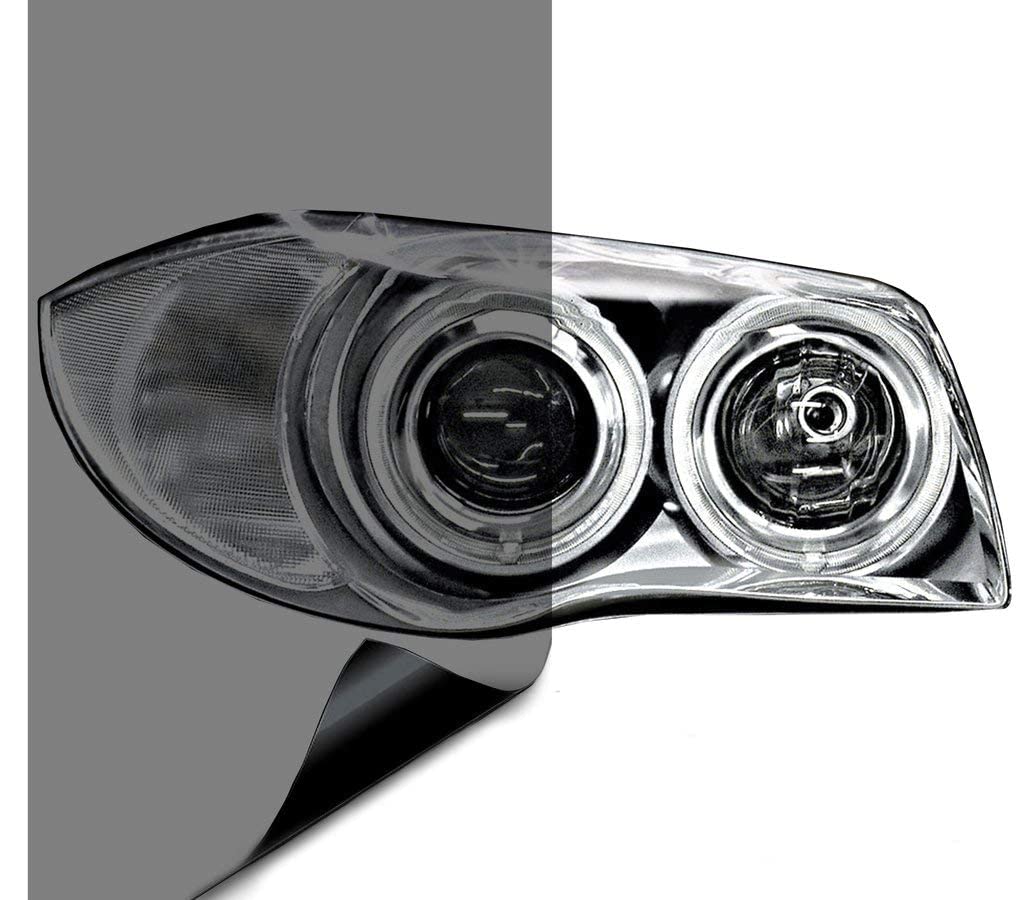 VViViD extra-wide headlight tint roll in light smoke for complete coverage.