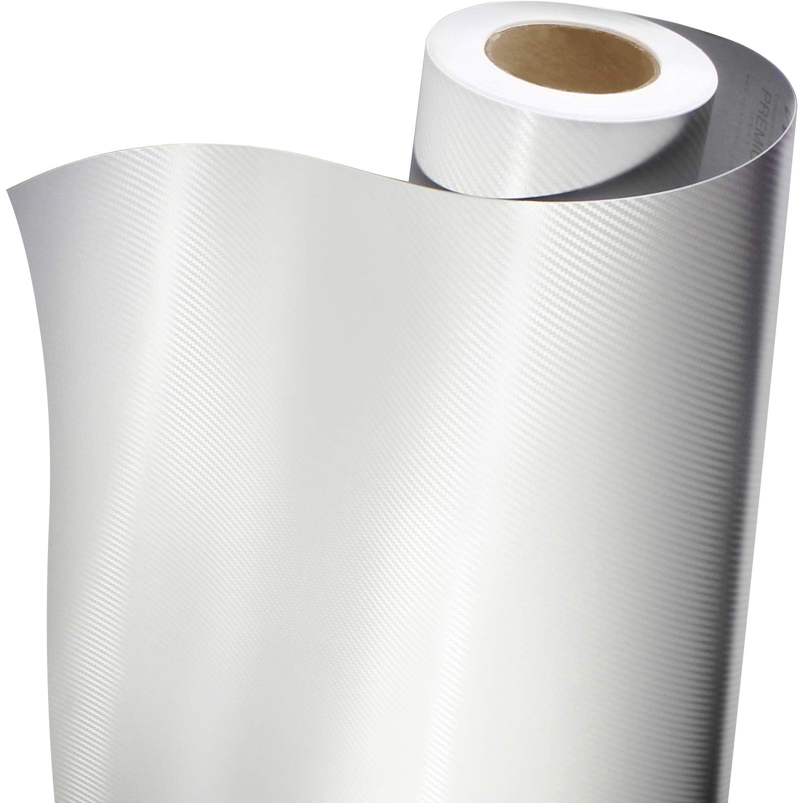 VViViD+ carbon fiber wrap white surface detail highlights self-healing, scratch-resistant features