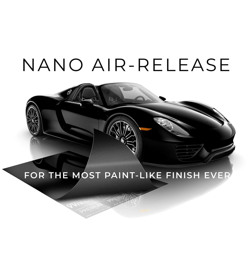 Adhesive detail on VViViD Ultra Gloss piano black wrap with nano air-release pattern