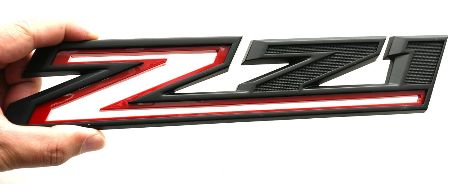 Black-red Z71 emblems offer durable finish for outdoor use.