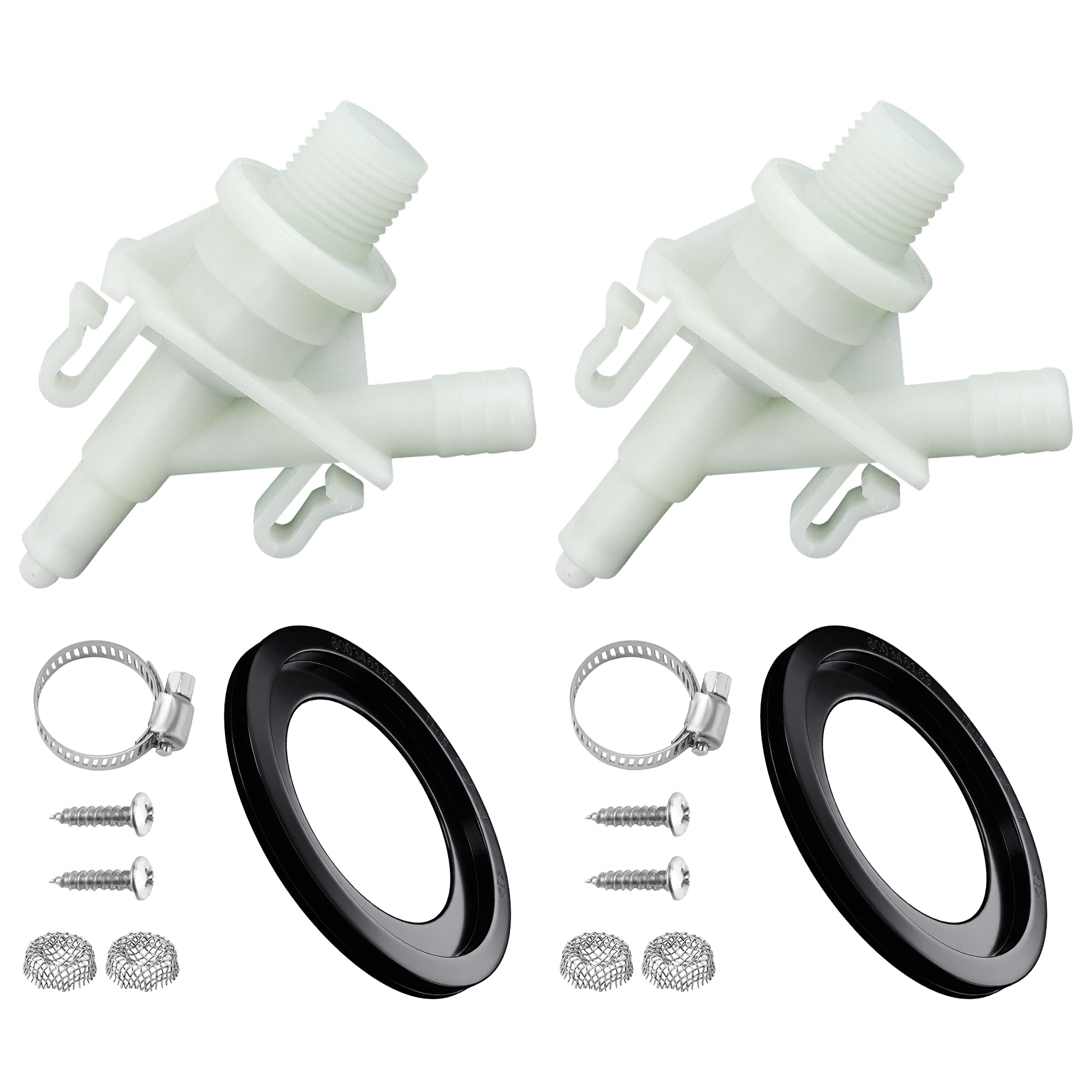 Vypart 2-set RV toilet valve kit enables quick DIY replacement.