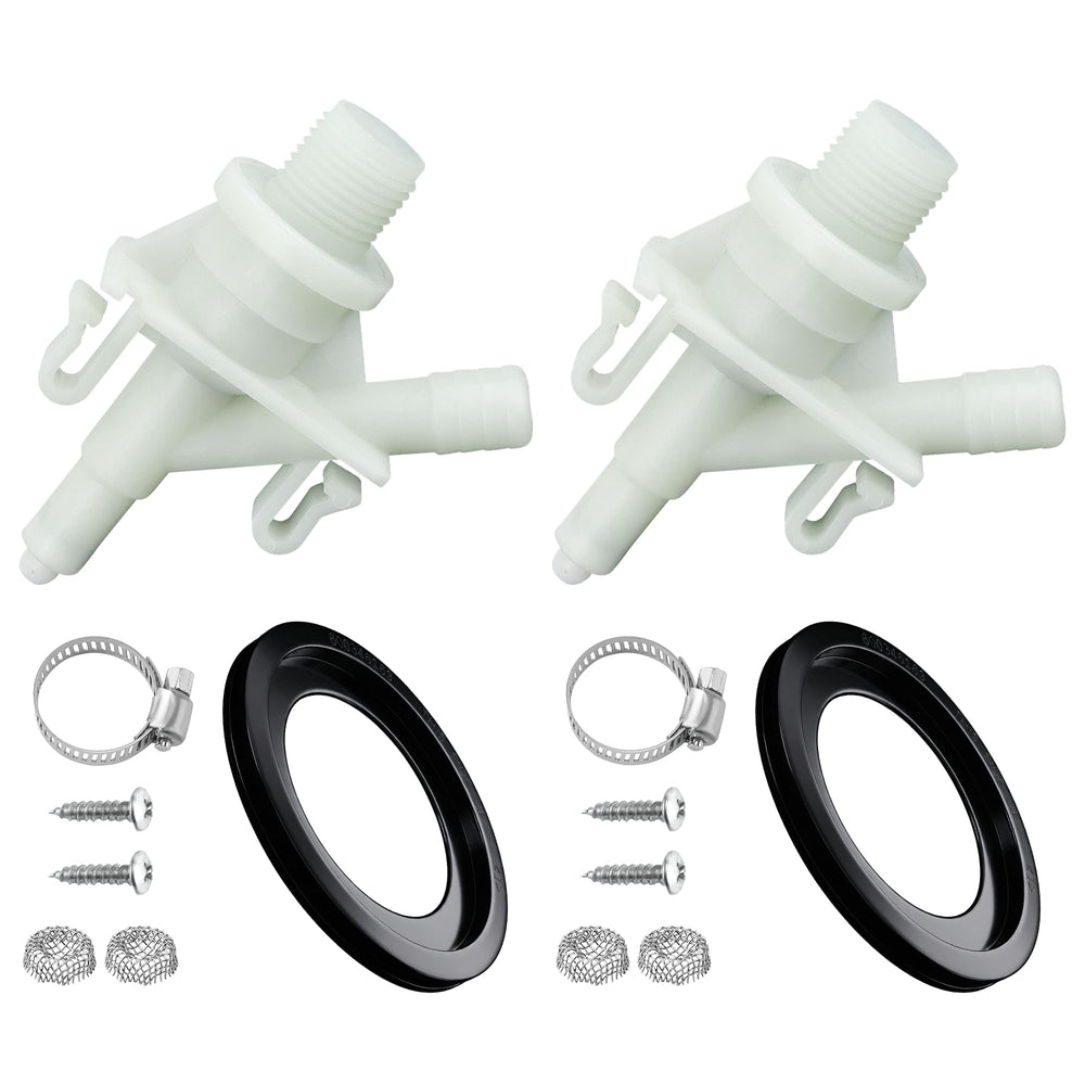 Vypart 2-set RV toilet valve kit enables quick DIY replacement.