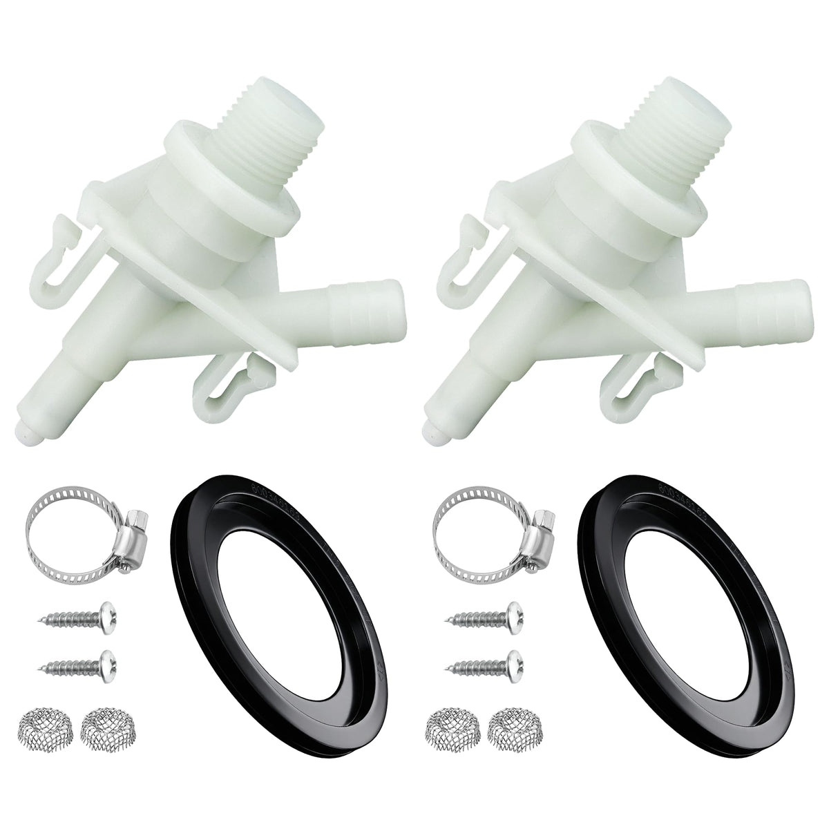 Vypart 2-set RV toilet valve kit enables quick DIY replacement.