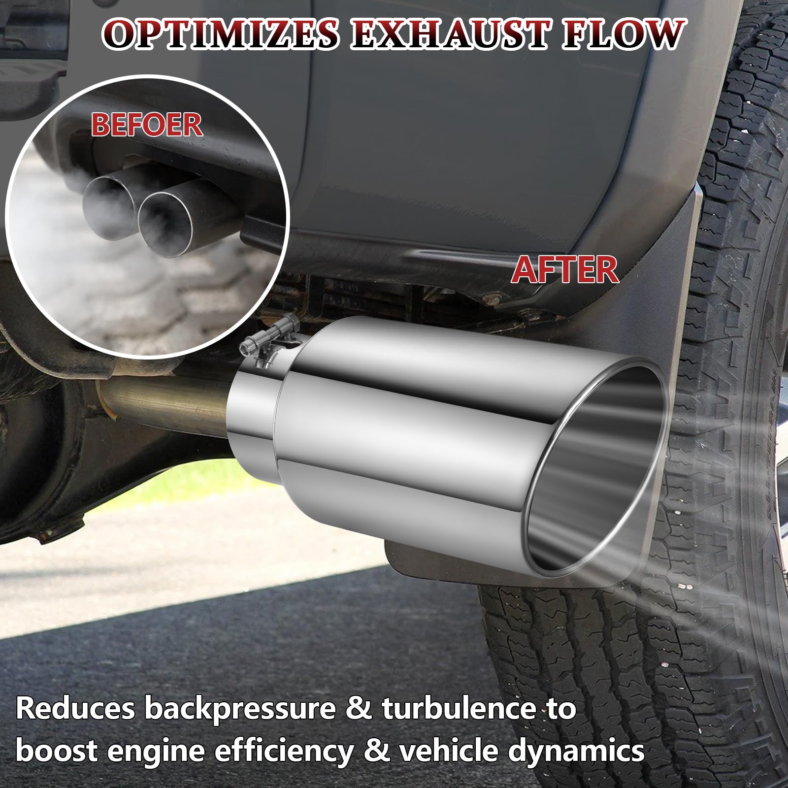 Wabuiltown exhaust tip 15-inch length provides outlet coverage and a clean look.
