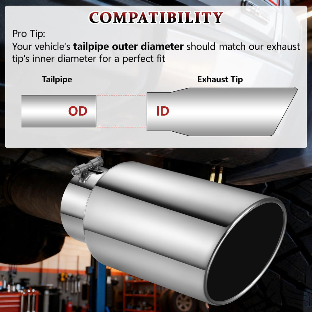 Wabuiltown exhaust tip universal fit supports quick bolt-on installation.