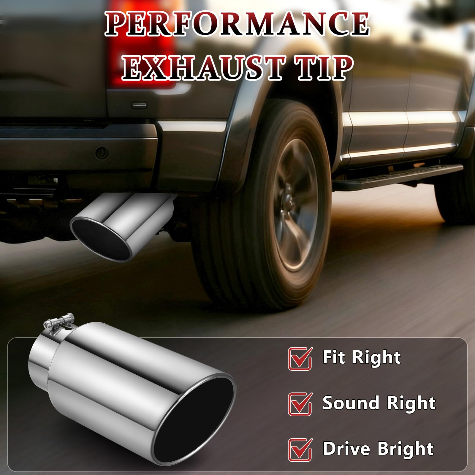 Wabuiltown exhaust tip rolled edge design reduces nicks during installation.
