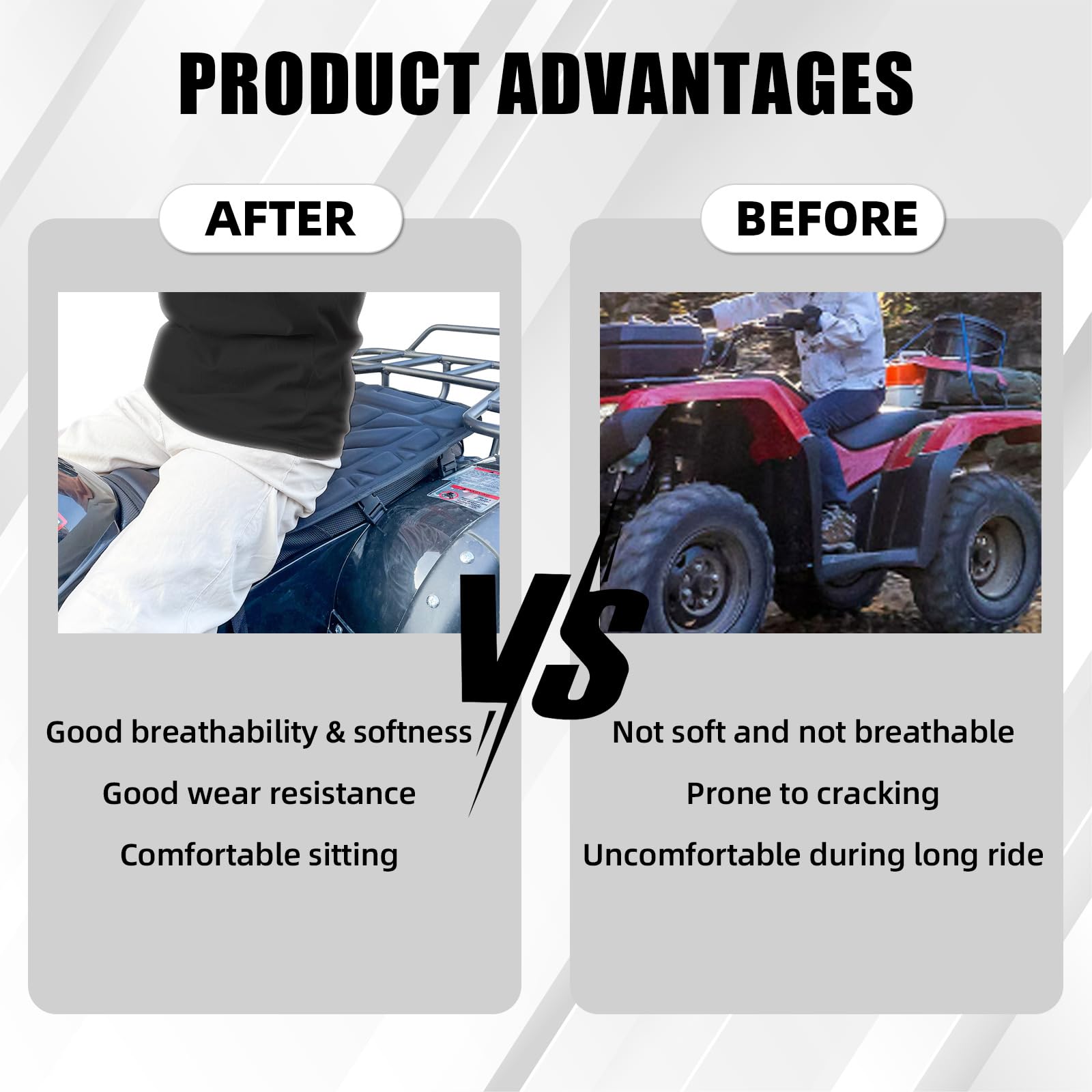 Wacece air seat cushion easy install buckle fits multiple ATV models.
