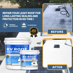 Wadities RV roof coating white application with brush for precise sealant application