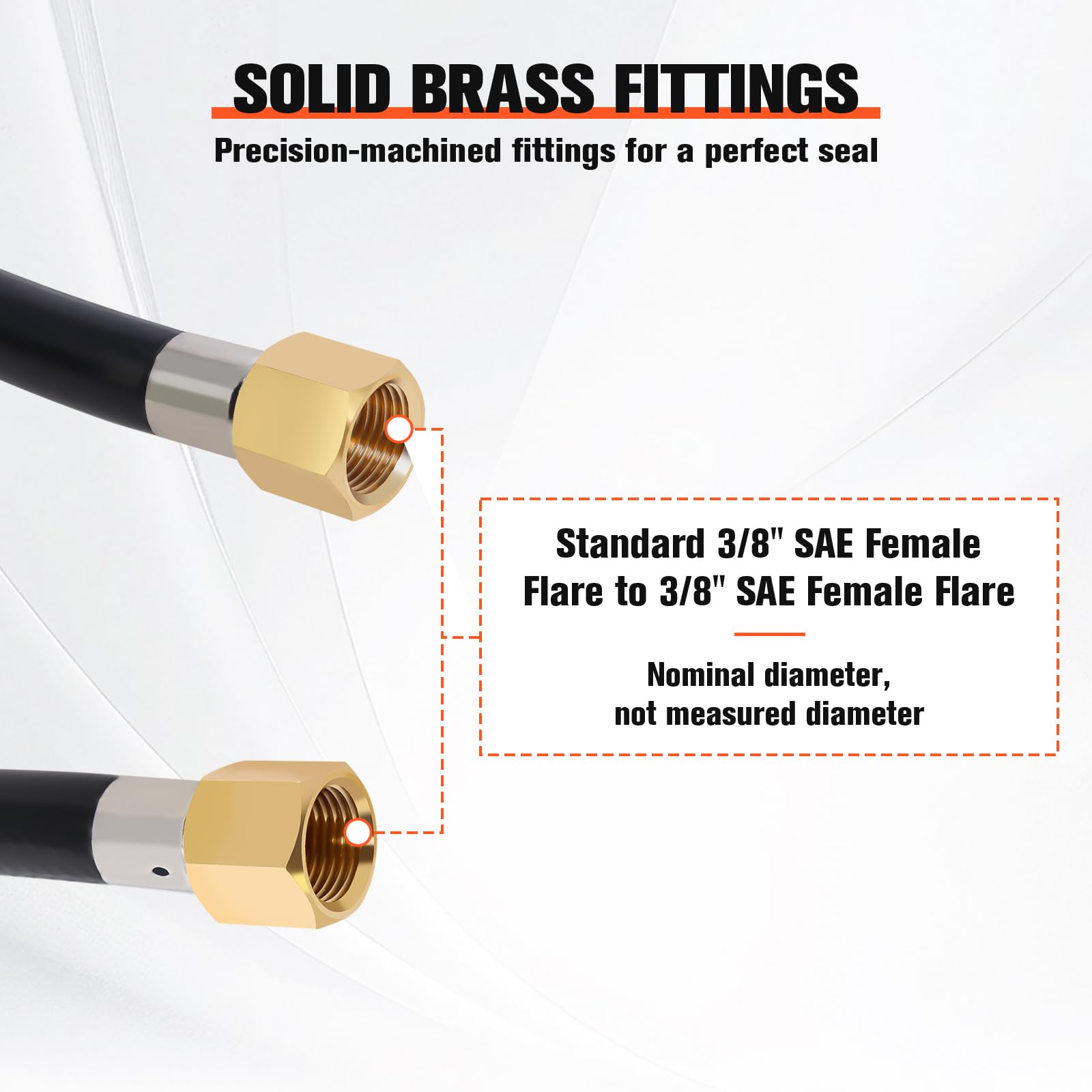 Wadoy 3-8-in female flare swivel end allows quick, tool-free hookups.