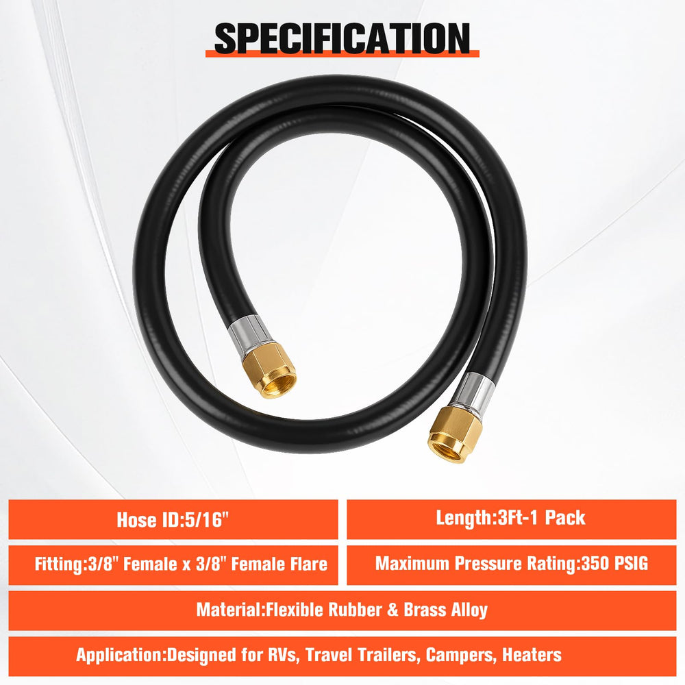 Wadoy 3-8-in flare to 3-8-in flare hose for versatile connections.
