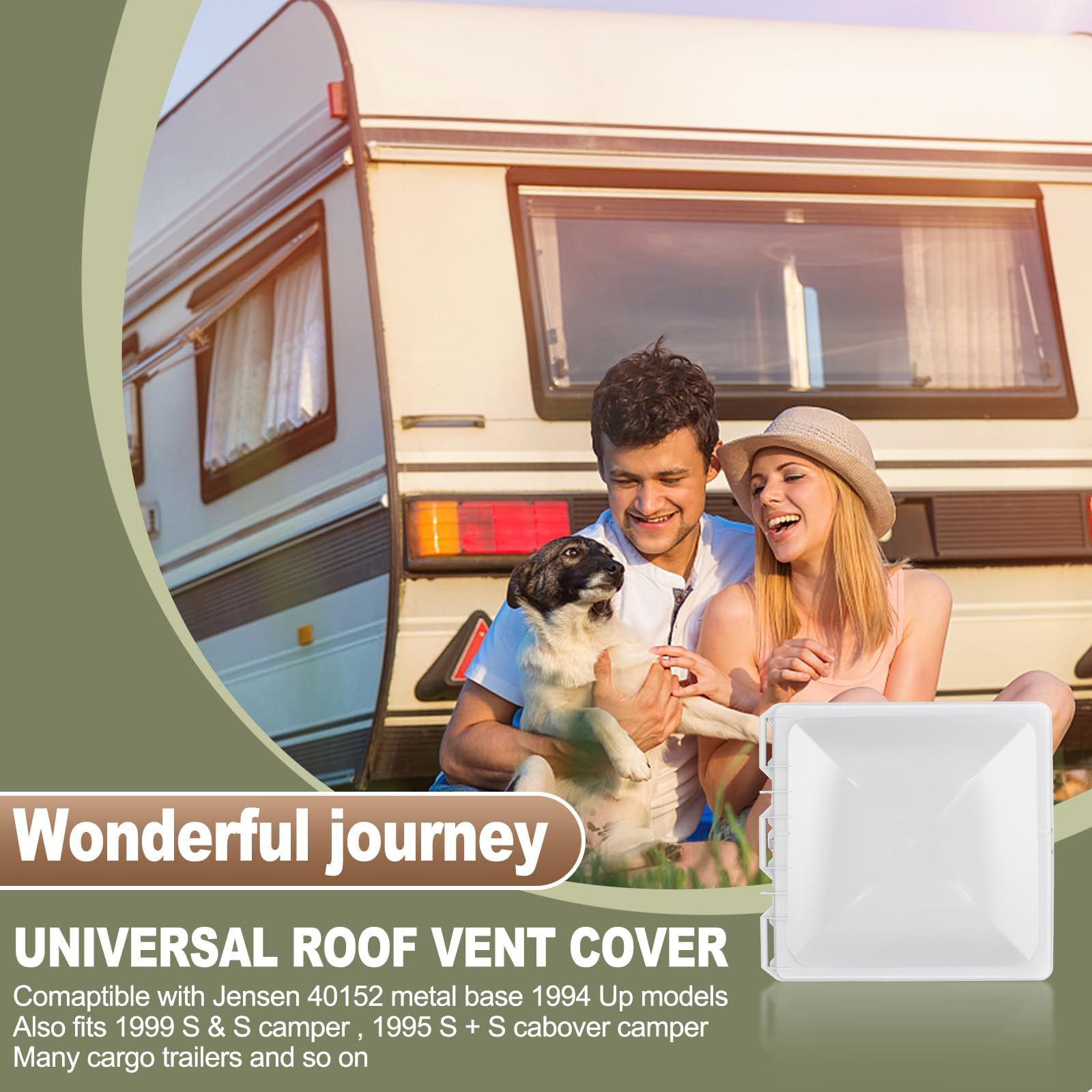 Wadoy weatherproof RV vent cover protecting interior from elements.