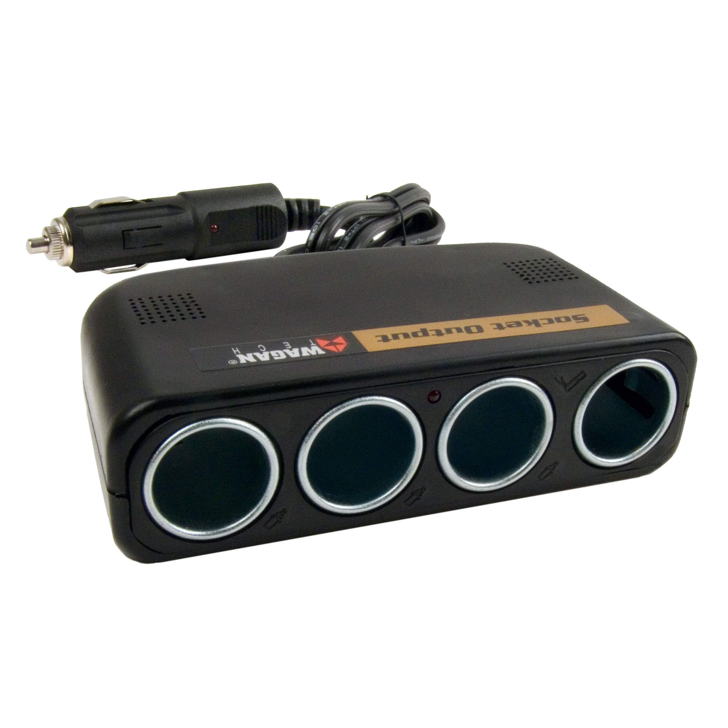 Wagan 4-Way Socket Output ensures four devices power on the road