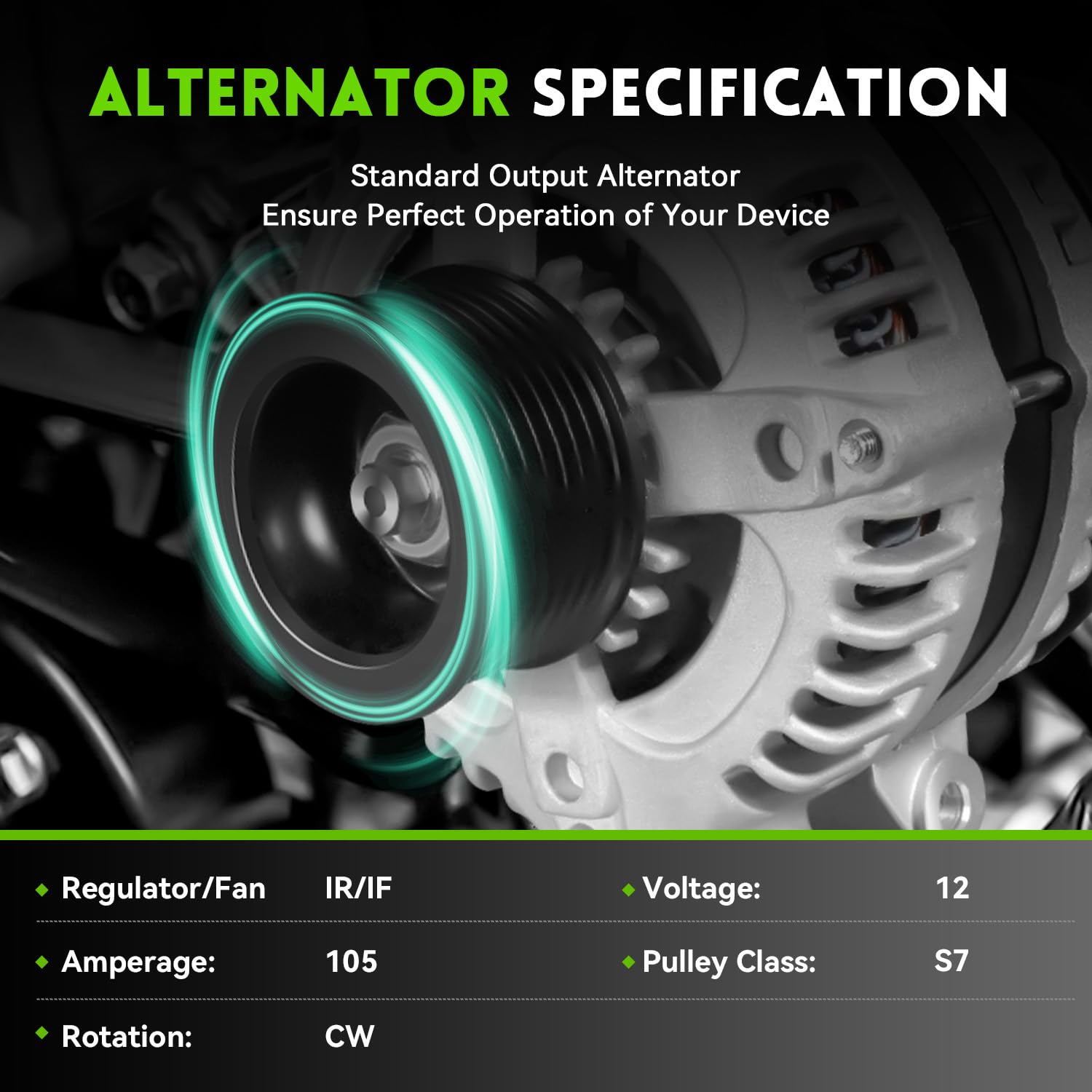 WAGSON 13980N alternator Civic 2.0 front view ensures stable power