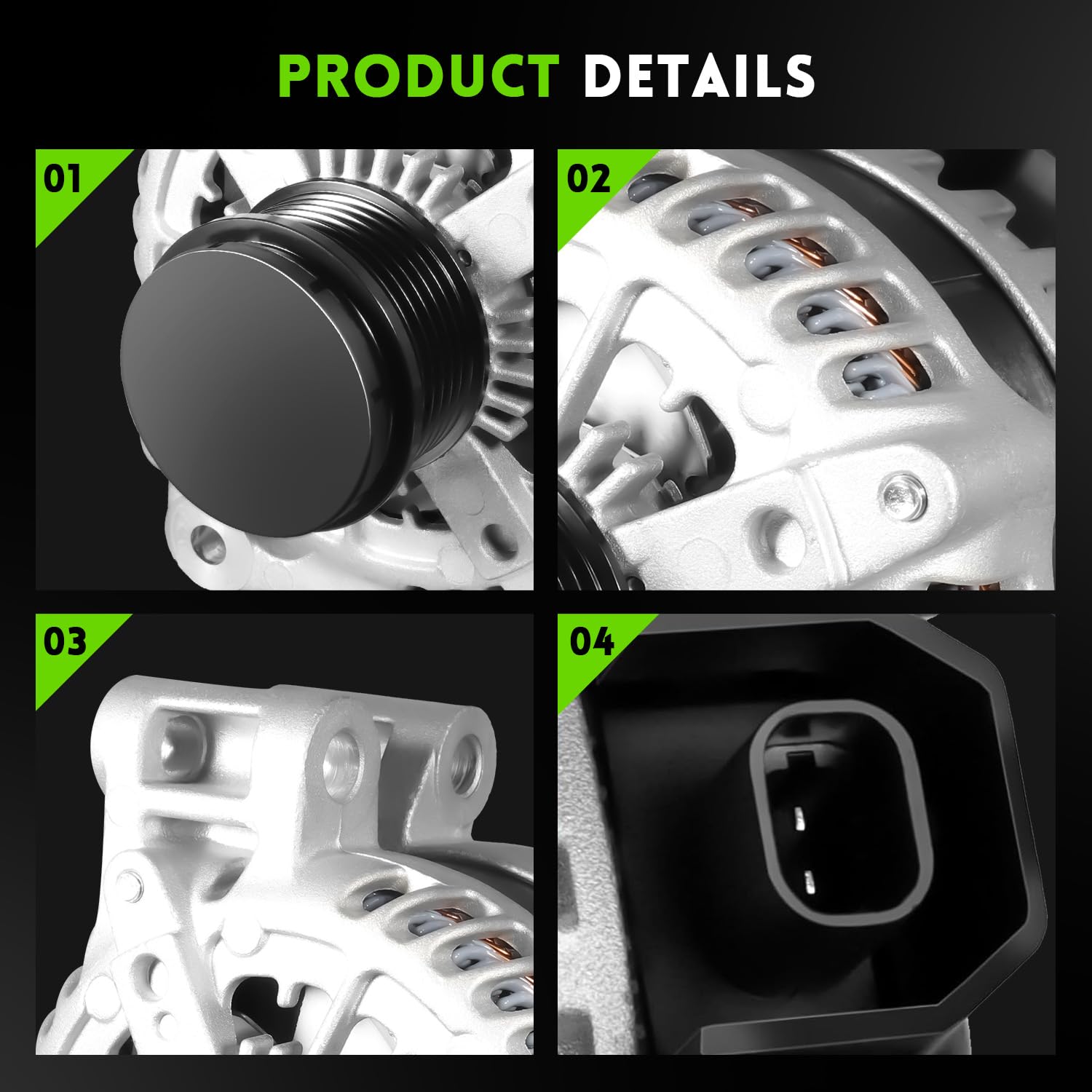 WAGSON 170Amp alternator compatibility list image showing supported GM models