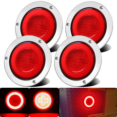 WahMOTOTin 4-inch round halo brake light for trailers increases visibility.