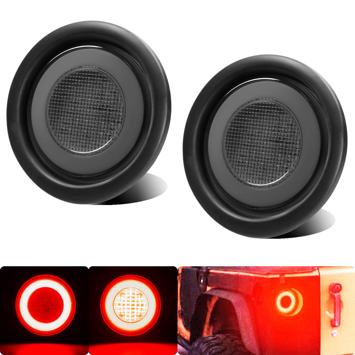 WahMOTOTin 4-inch smoked halo light assembly for trailers enhances visibility