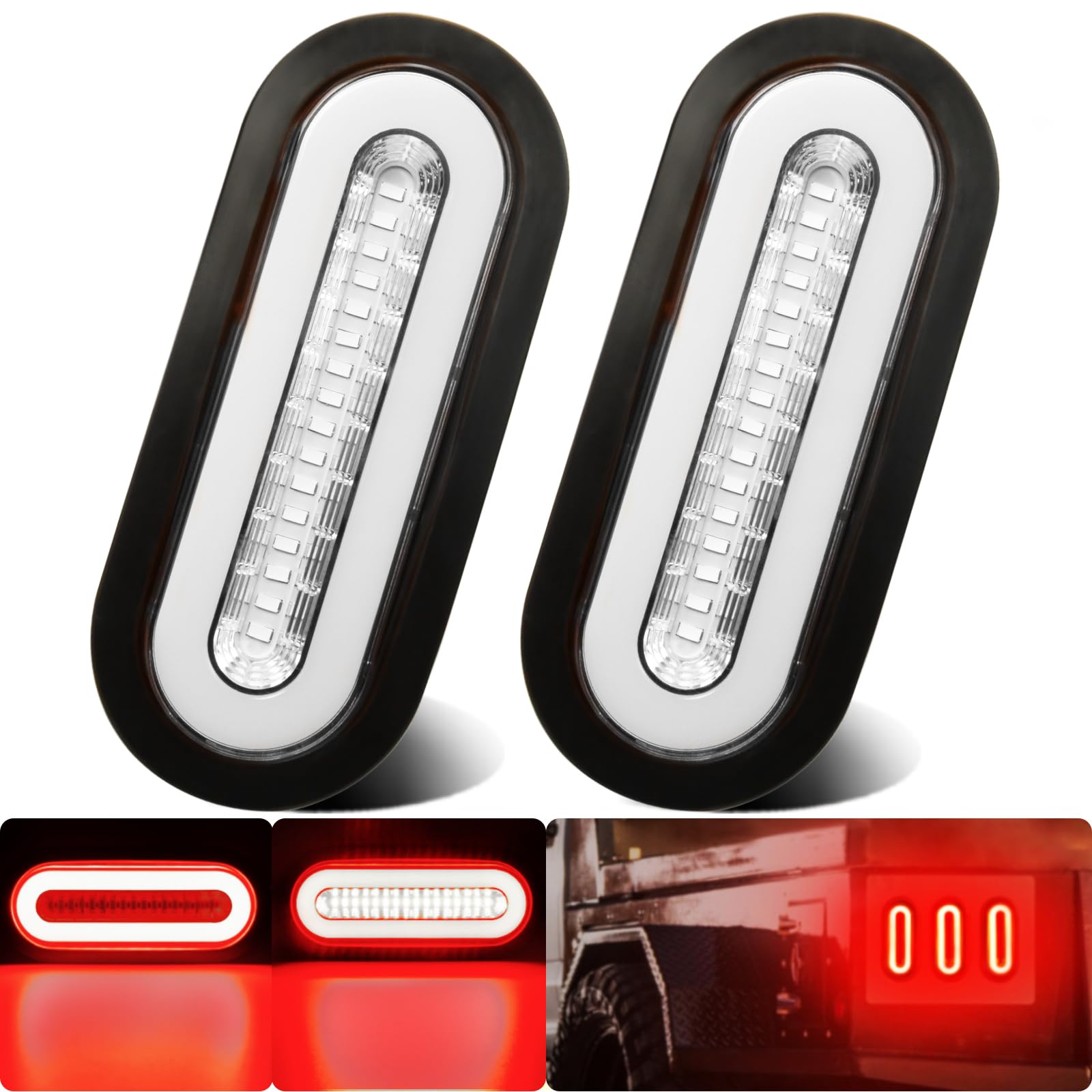 WahMOTOTin clear lens oval halo LED 6in light set improves trailer visibility