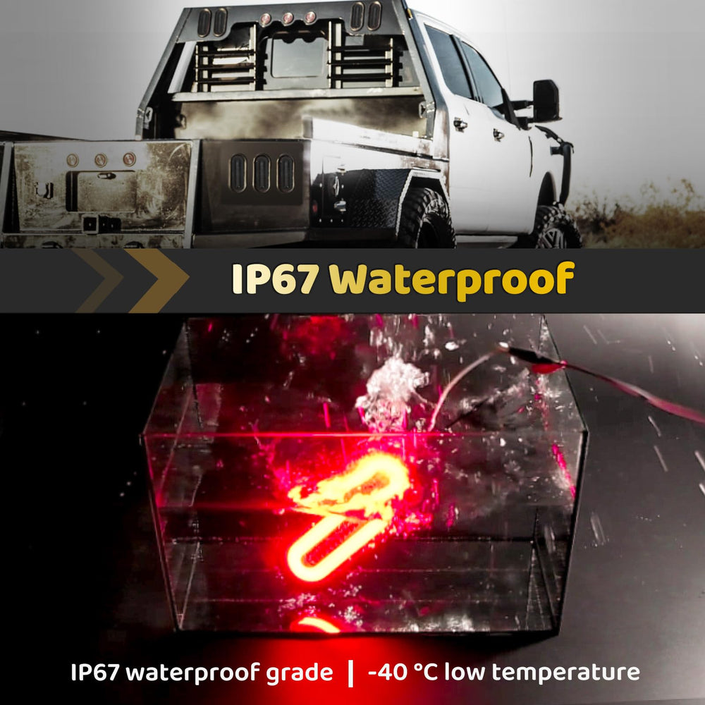 WahMOTOTin DOT SAE compliant halo tail light for heavy-duty vehicles