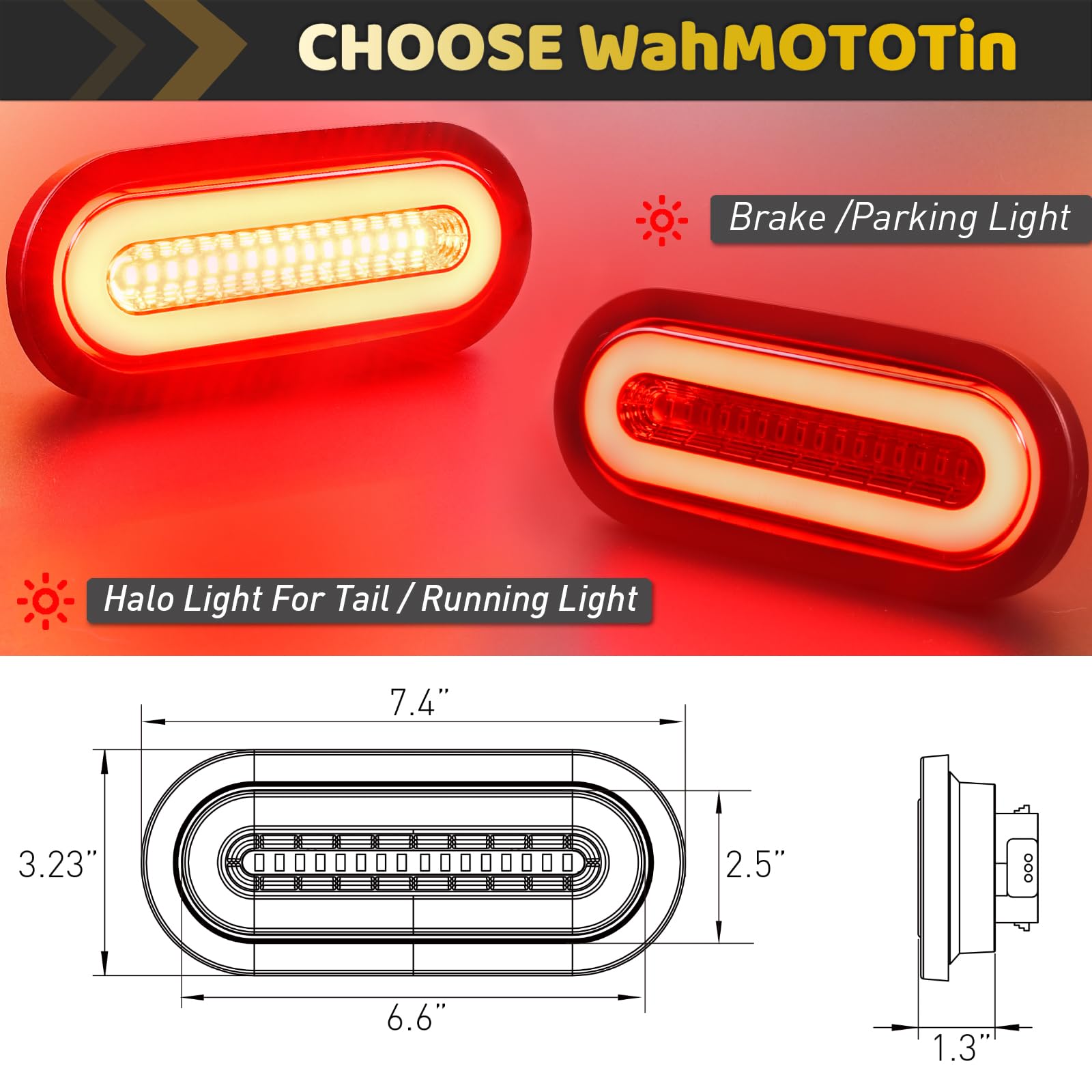 WahMOTOTin easy-install tail light with rubber grommet