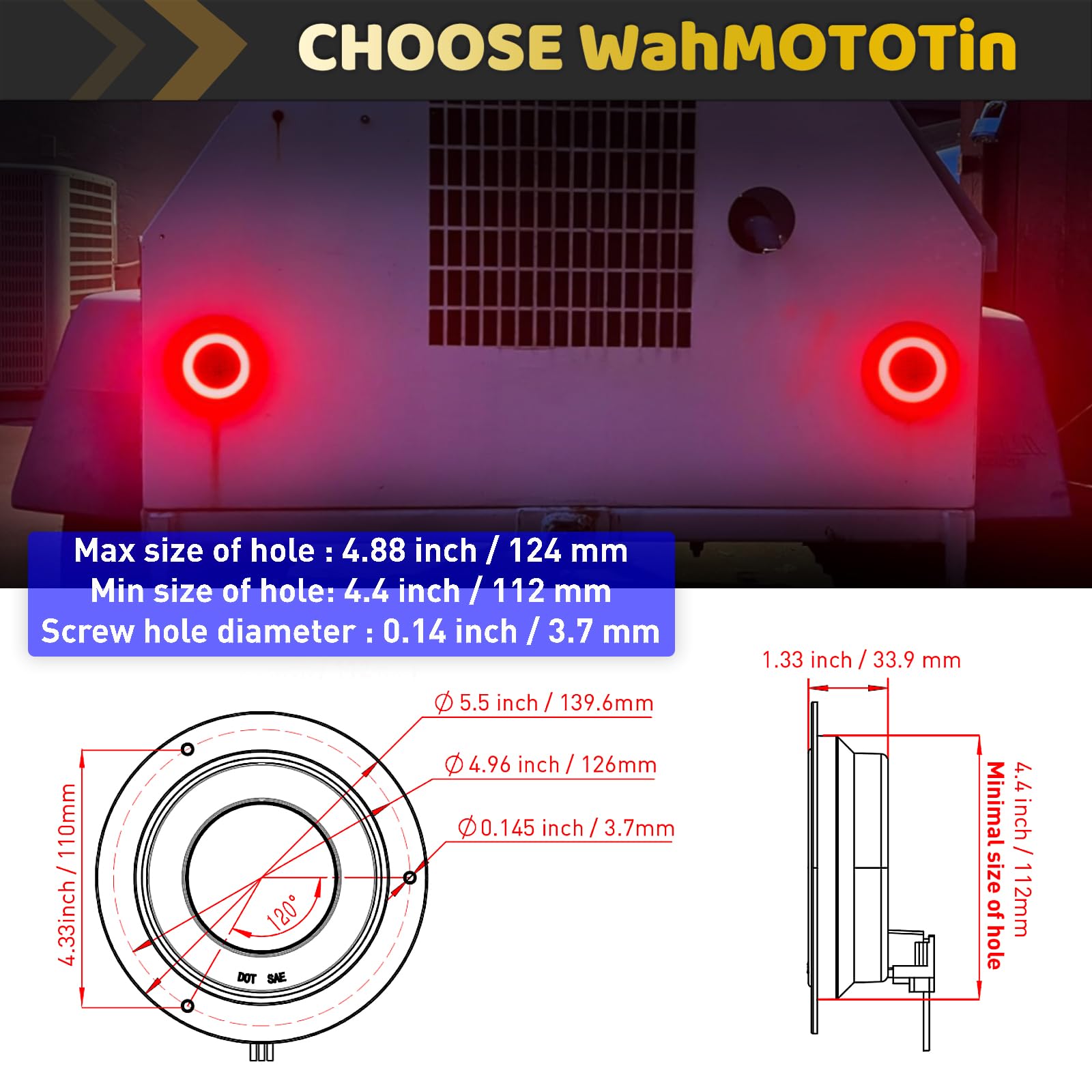 WahMOTOTin IP67 waterproof LED light resists rain and dust for outdoor use.