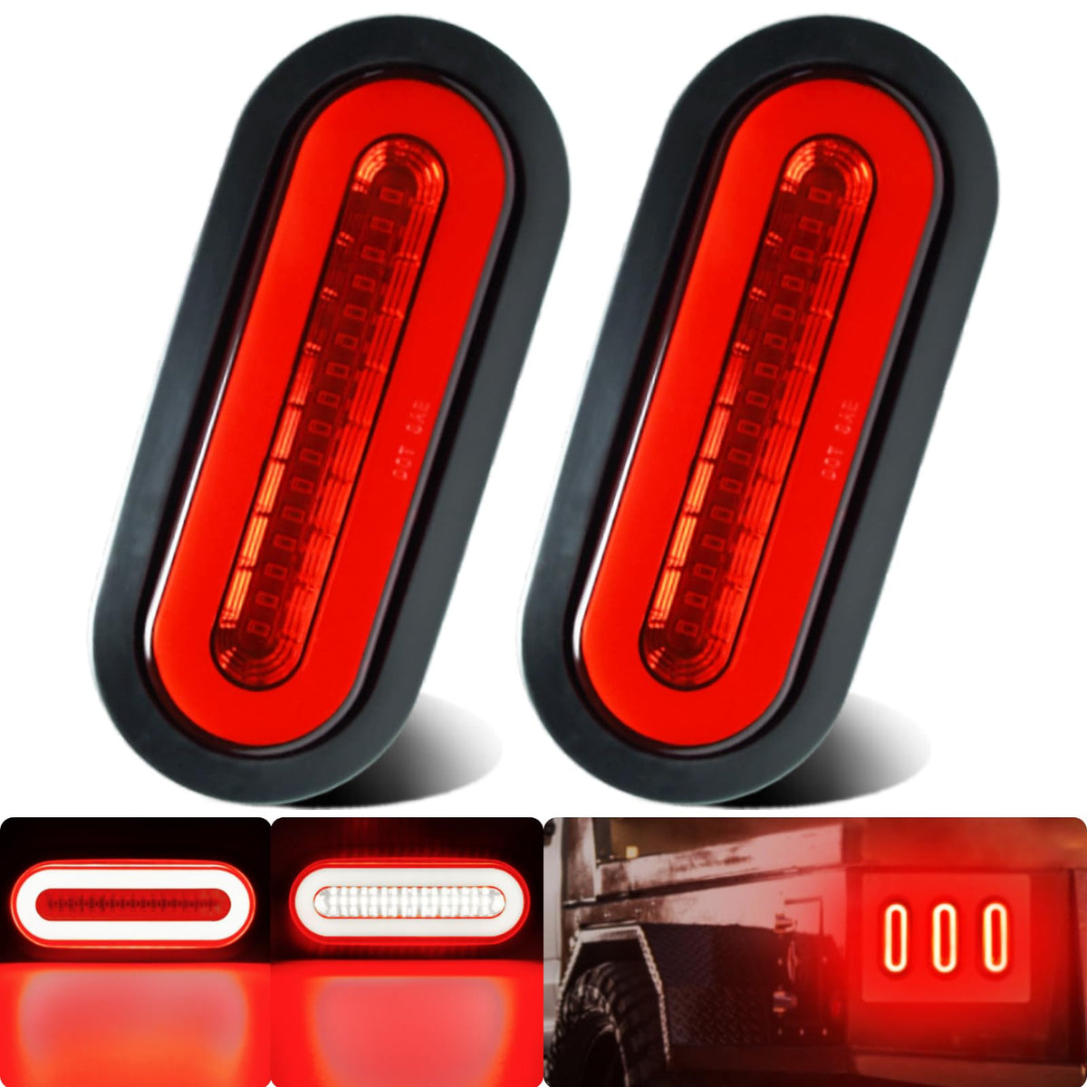 WahMOTOTin 6-inch oval LED halo light for trailers enhances brake visibility at night