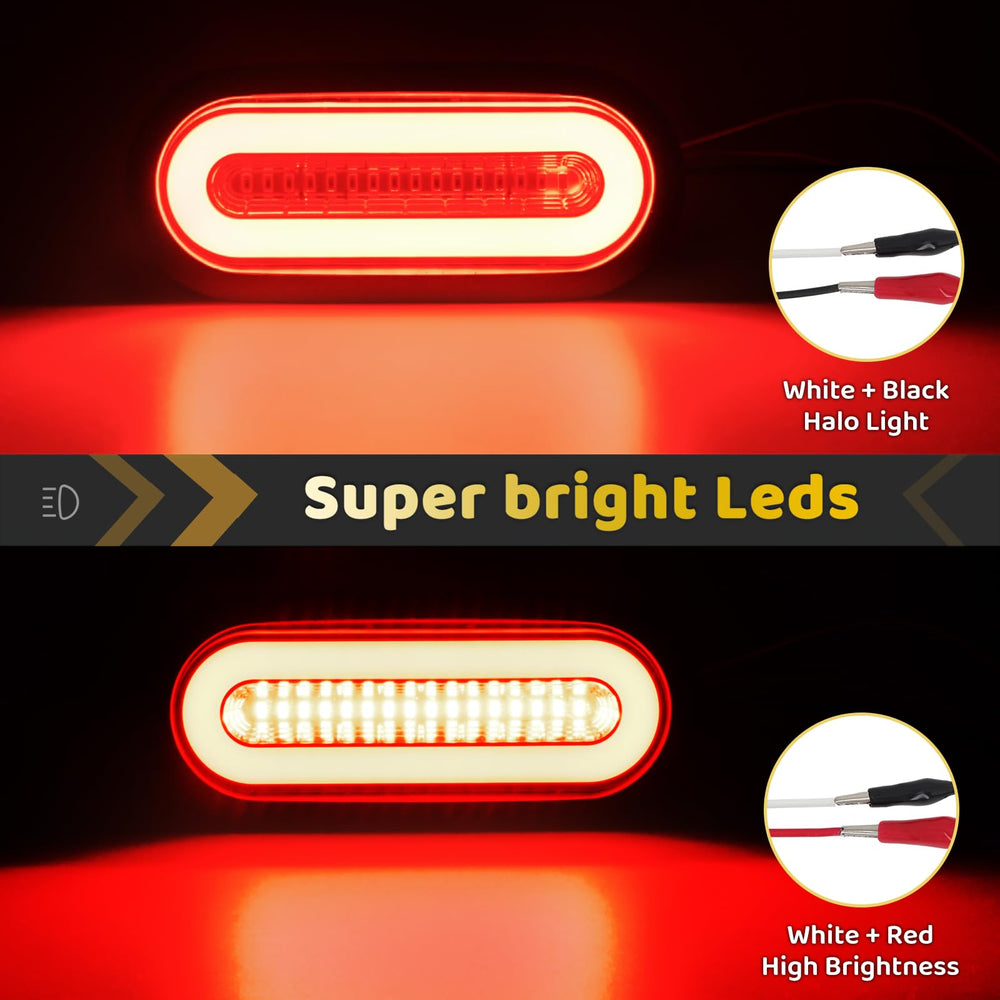 WahMOTOTin 6-inch oval LED halo light on truck signals turns and braking clearly