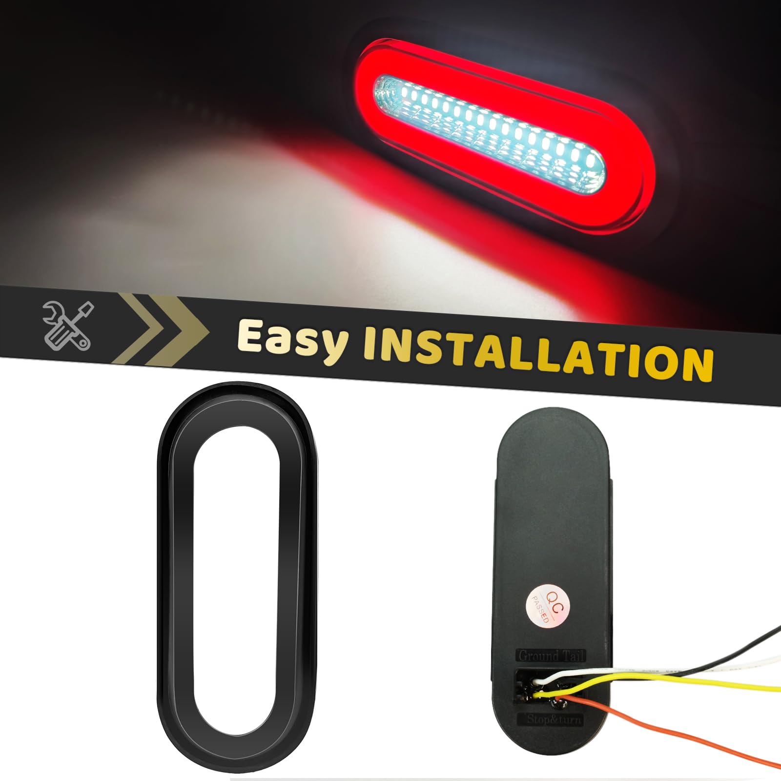 WahMOTOTin smoked-lens 6-inch oval halo turn-light clearly marks turns on dark roads